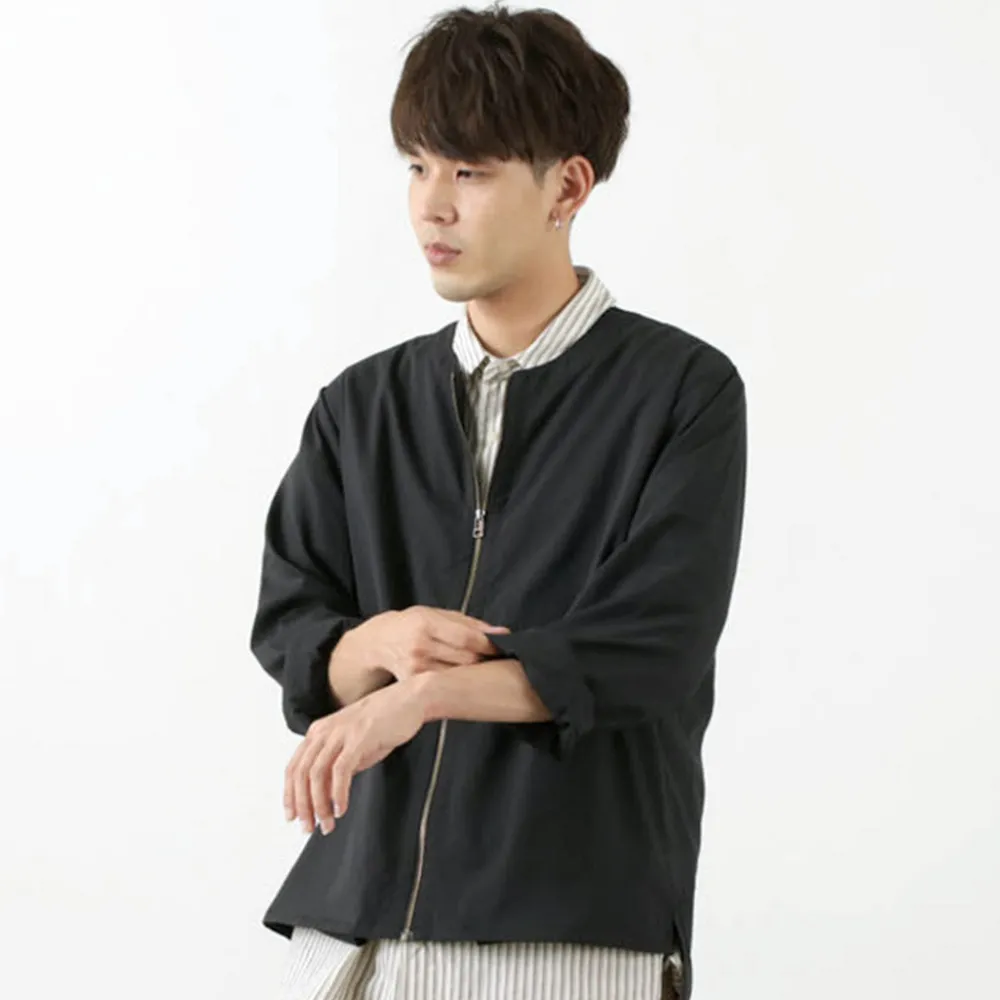 ROCOCO Cardigans^/ Polylammy Coolmax stretch collarless shirt cardigan
