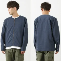 ROCOCO Cardigans^/ Polylammy Coolmax stretch collarless shirt cardigan