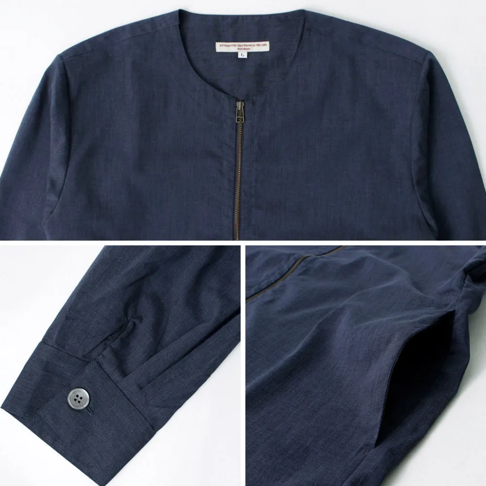ROCOCO Cardigans^/ Polylammy Coolmax stretch collarless shirt cardigan