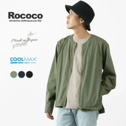 ROCOCO Cardigans^/ Polylammy Coolmax stretch collarless shirt cardigan