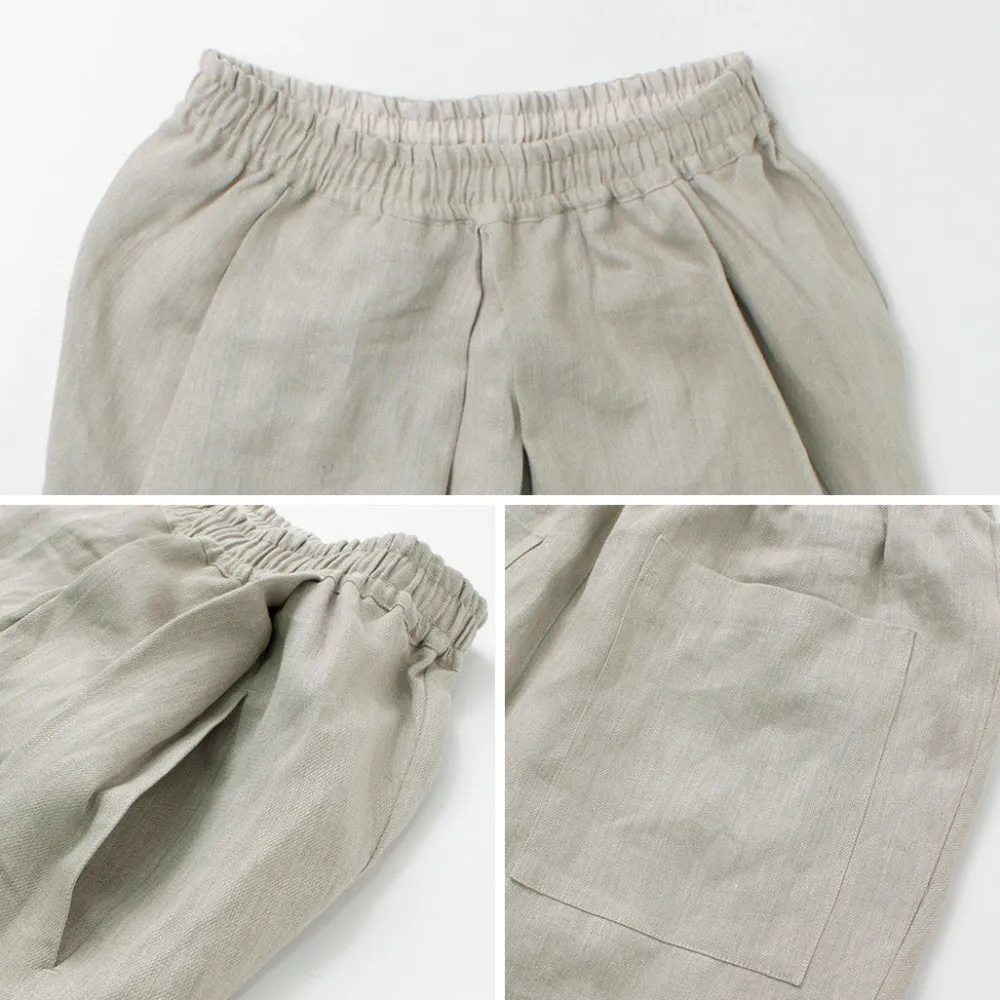 ROCOCO Trousers^/ Vintage Linen Wide Tucked Easy Pants