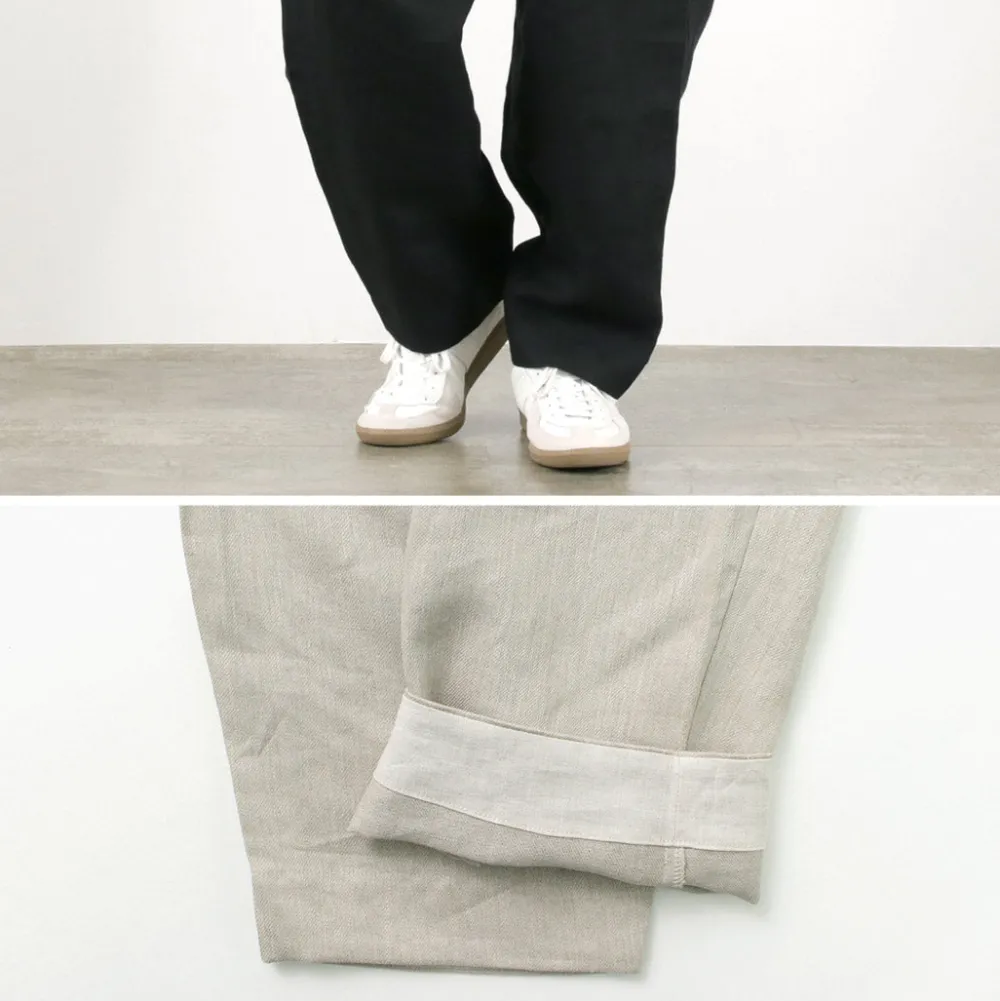 ROCOCO Trousers^/ Vintage Linen Wide Tucked Easy Pants