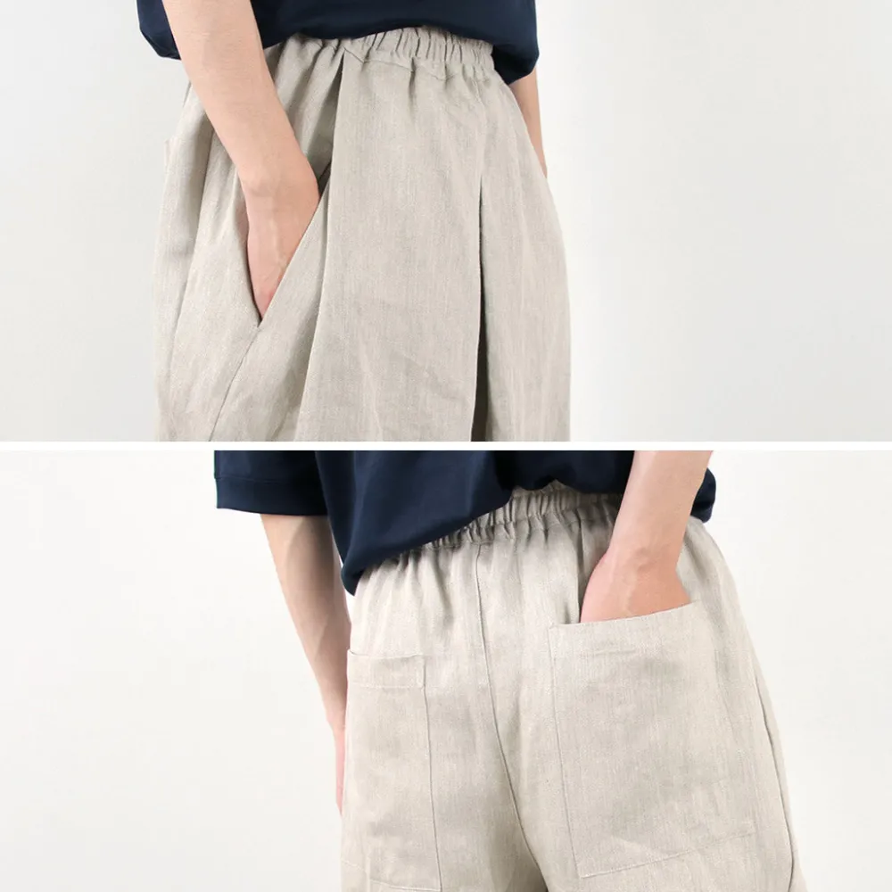 ROCOCO Trousers^/ Vintage Linen Wide Tucked Easy Pants