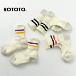 ROTOTO Socks^/ All Rounder 2 Stripe Merino Crew Socks