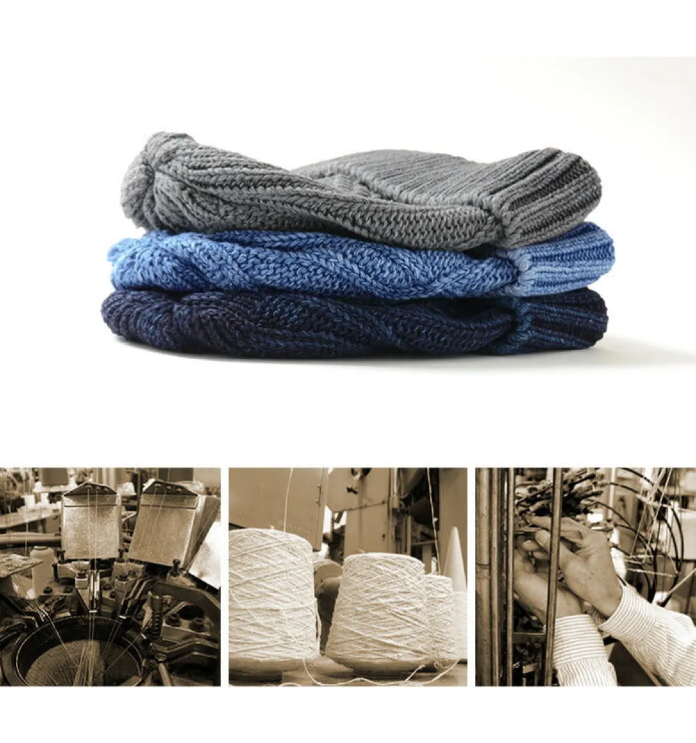 ROTOTO Hats^/ Aran Cable Indigo Wax Cap