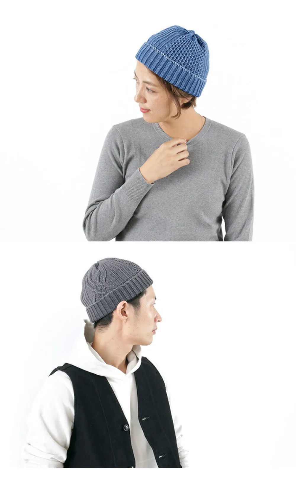 ROTOTO Hats^/ Aran Cable Indigo Wax Cap