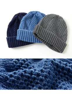 ROTOTO Hats^/ Aran Cable Indigo Wax Cap