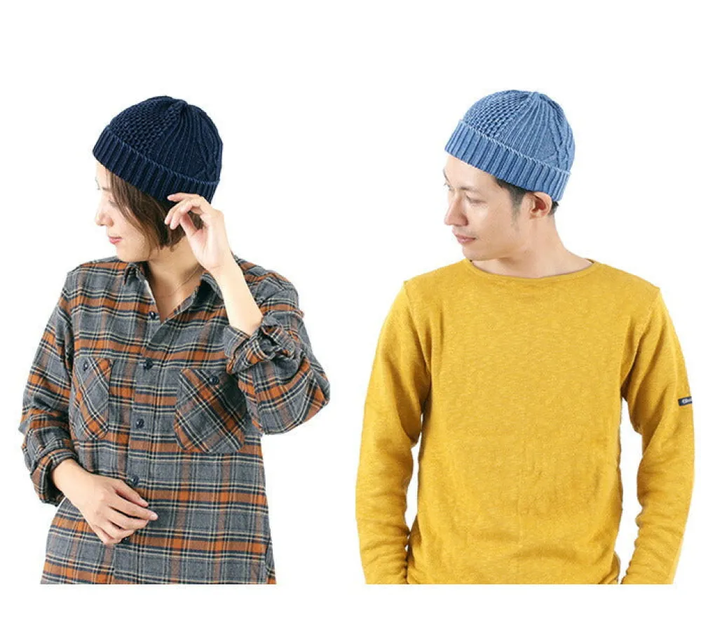 ROTOTO Hats^/ Aran Cable Indigo Wax Cap