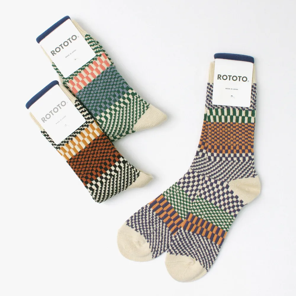 ROTOTO Socks^/ Check & Step Socks R1549