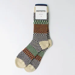 ROTOTO Socks^/ Check & Step Socks R1549