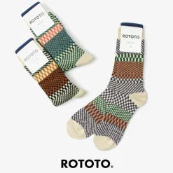 ROTOTO Socks^/ Check & Step Socks R1549