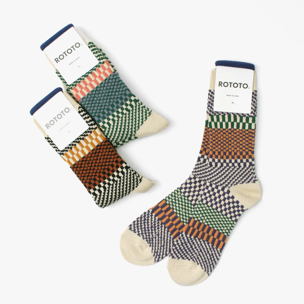 ROTOTO Socks^/ Check & Step Socks R1549