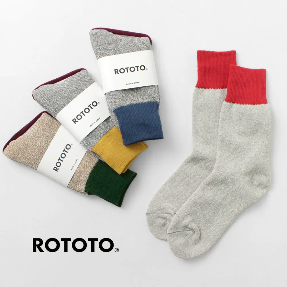 ROTOTO Socks^/ Double Face Crew Socks Silk & Cotton