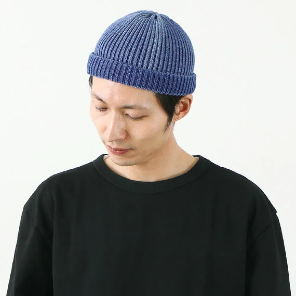 ROTOTO Hats^/ Indigo Cotton Roll Up Beanie