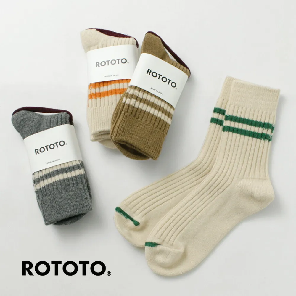 ROTOTO Socks^/ Merino Lambs Wool Striped Socks