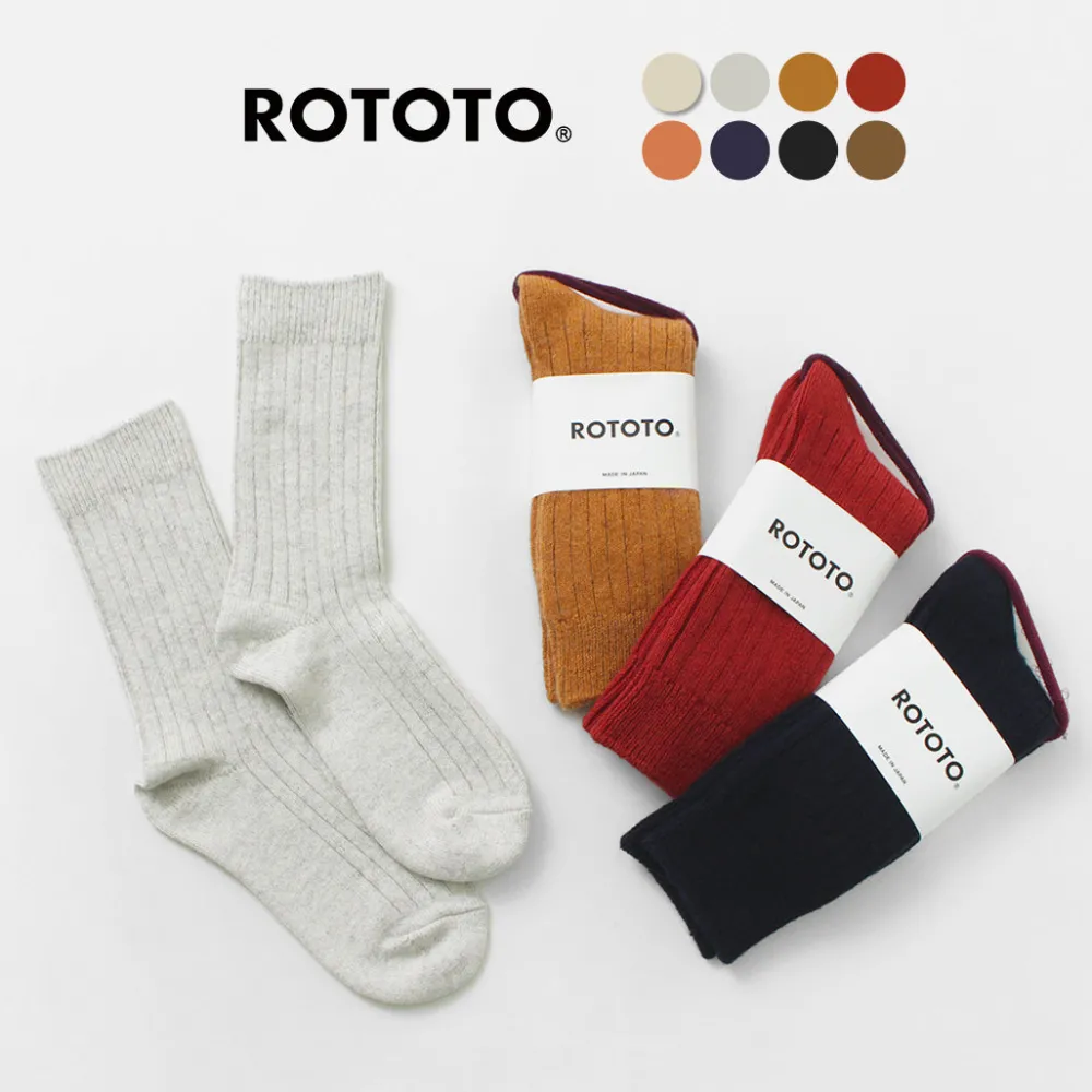 ROTOTO Socks^/ R1327 Cotton wool ribbed crew socks