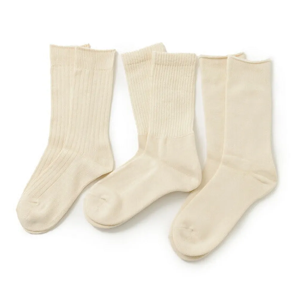 ROTOTO Socks^/ R1123 Daily 3 pack socks natural