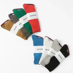 ROTOTO Socks^/ R1461 linen cotton ribbed socks