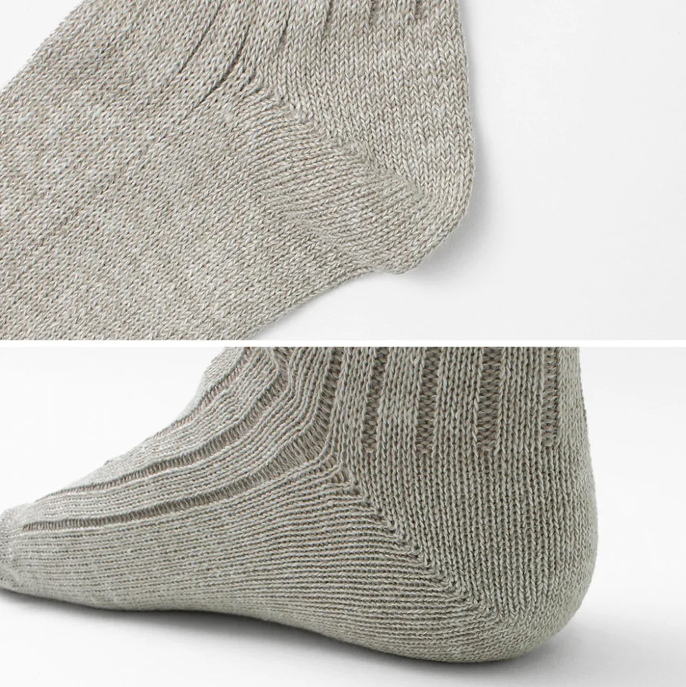 ROTOTO Socks^/ R1461 linen cotton ribbed socks
