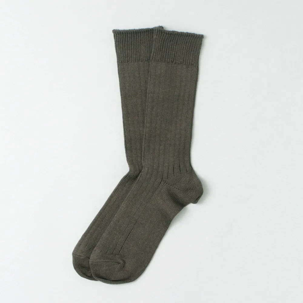 ROTOTO Socks^/ R1461 linen cotton ribbed socks