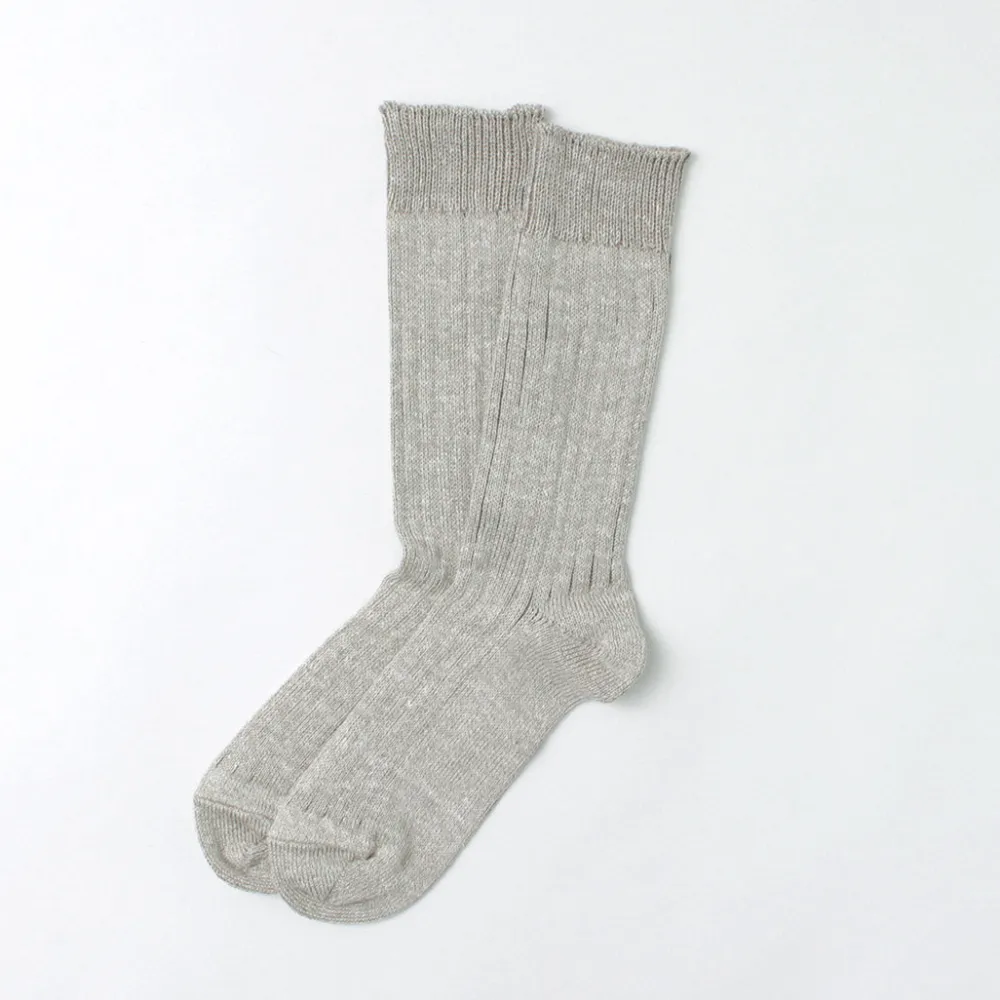 ROTOTO Socks^/ R1461 linen cotton ribbed socks