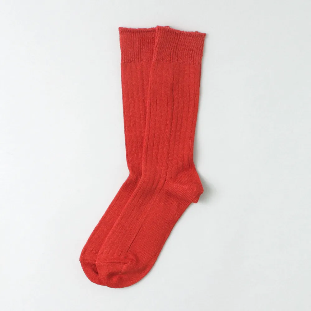 ROTOTO Socks^/ R1461 linen cotton ribbed socks