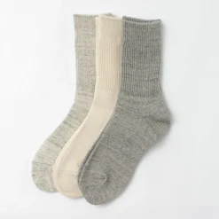 ROTOTO Socks^/ R1427 Organic Daily 3 Pack Ribbed Crew Socks