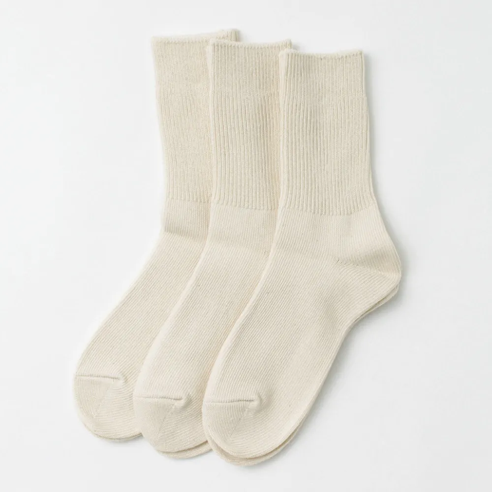 ROTOTO Socks^/ R1427 Organic Daily 3 Pack Ribbed Crew Socks
