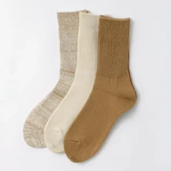 ROTOTO Socks^/ R1427 Organic Daily 3 Pack Ribbed Crew Socks