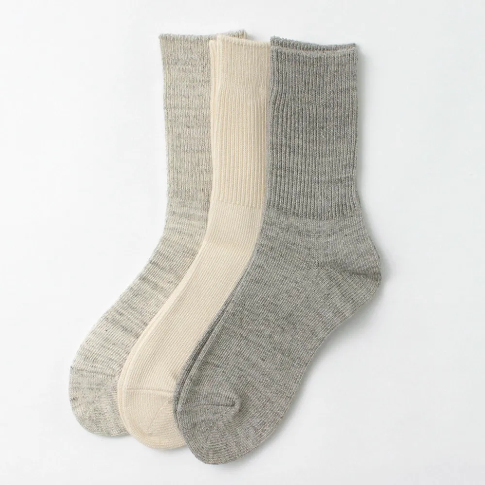 ROTOTO Socks^/ R1427 Organic Daily 3 Pack Ribbed Crew Socks