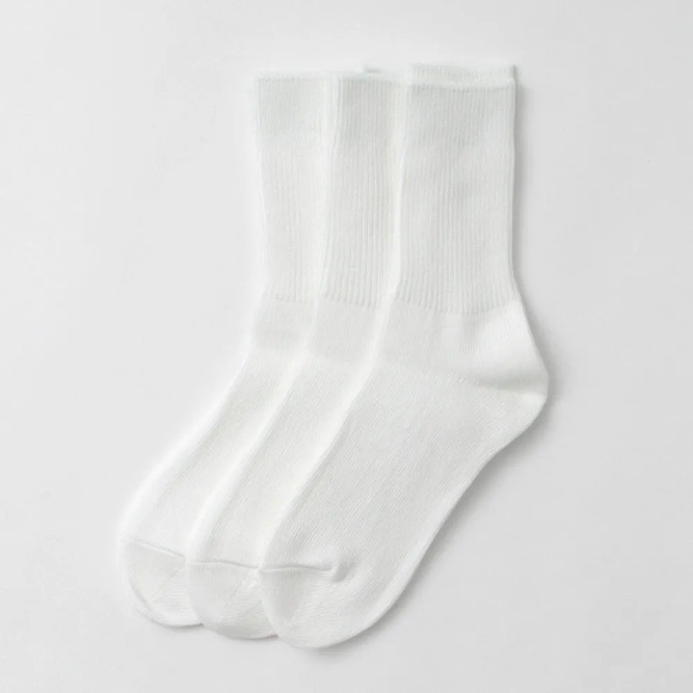 ROTOTO Socks^/ R1427 Organic Daily 3 Pack Ribbed Crew Socks