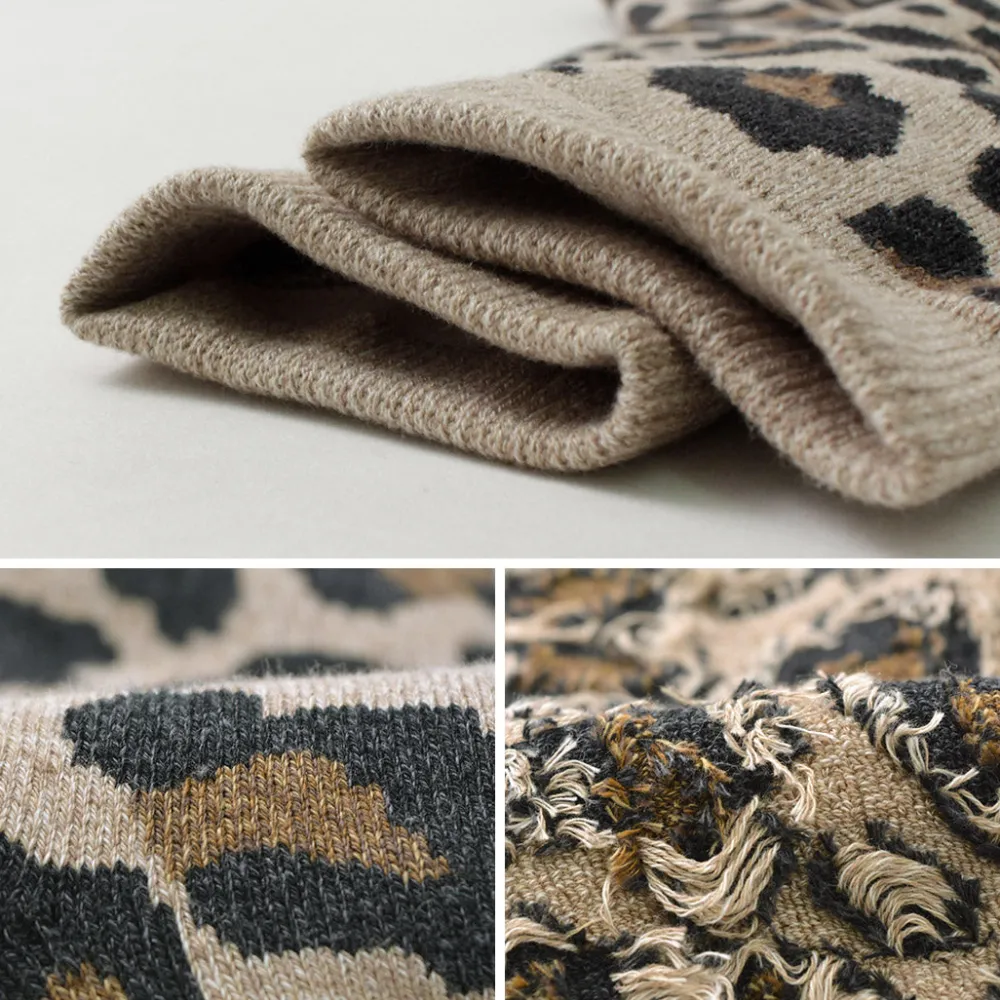 ROTOTO Socks^/ R1340 Pile leopard crew sock