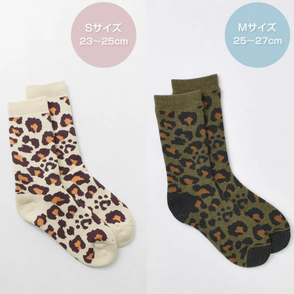 ROTOTO Socks^/ R1340 Pile leopard crew sock
