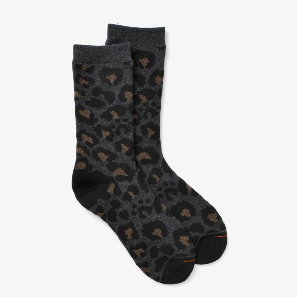ROTOTO Socks^/ R1340 Pile leopard crew sock