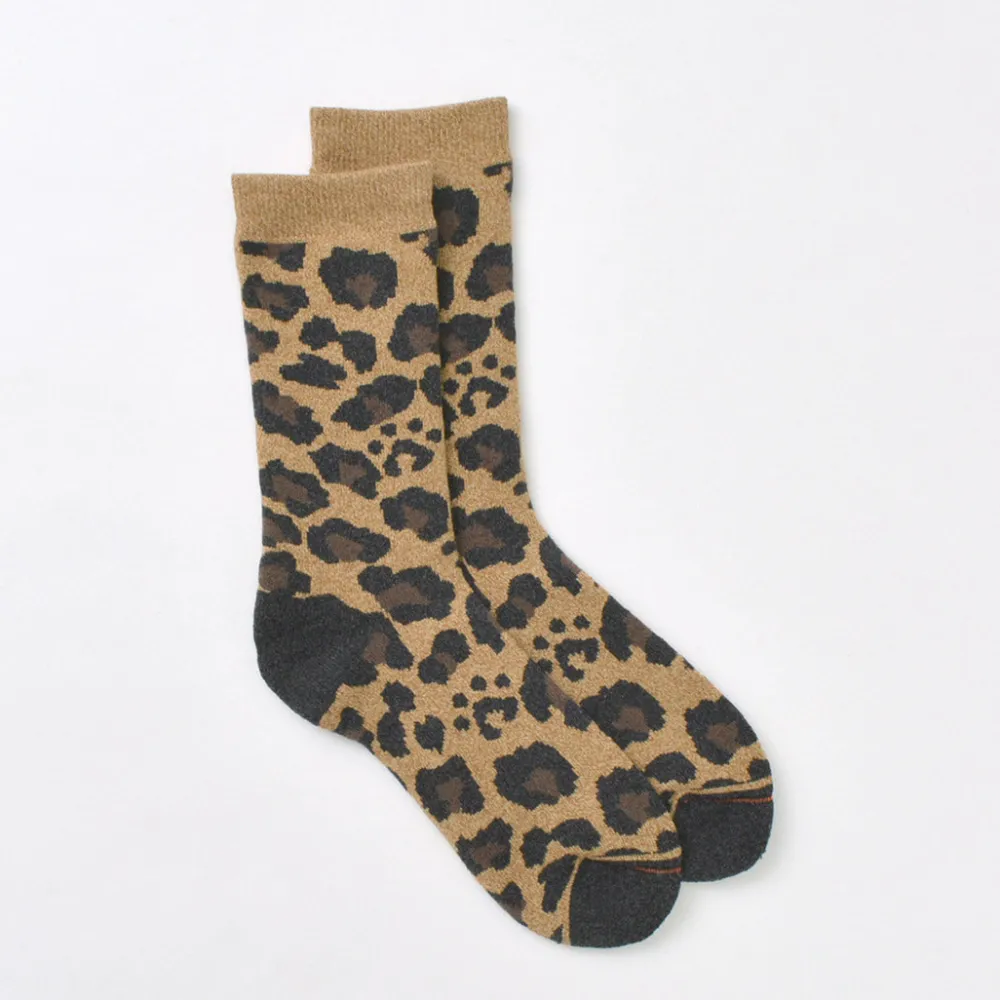 ROTOTO Socks^/ R1340 Pile leopard crew sock