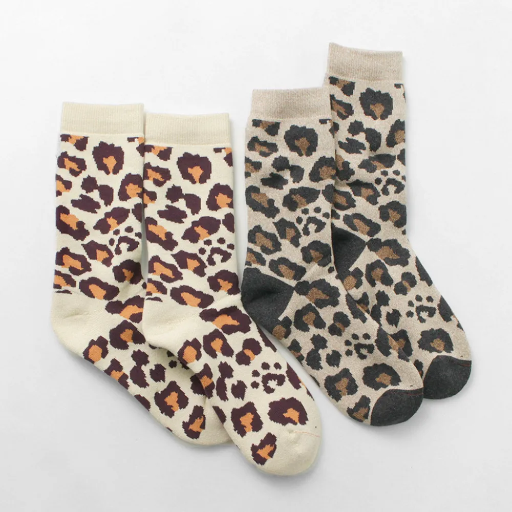 ROTOTO Socks^/ R1340 Pile leopard crew sock
