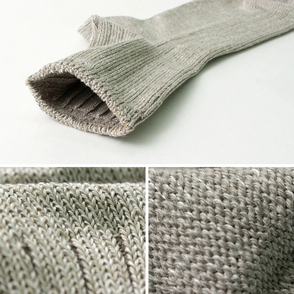 ROTOTO Socks^/ R1462 Short linen cotton ribbed socks