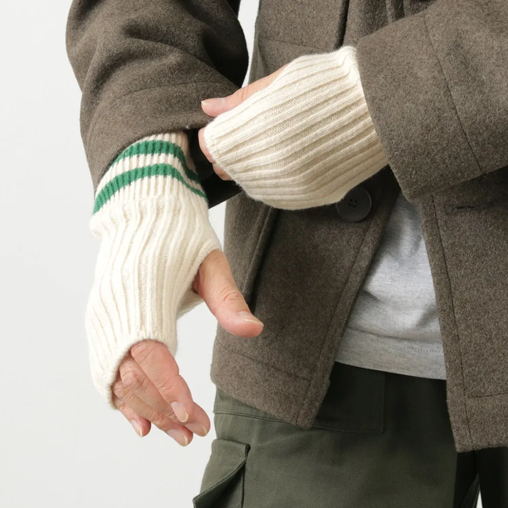 ROTOTO Gloves^/ Striped Seamless Hand Warmer Merino Lamb Wool
