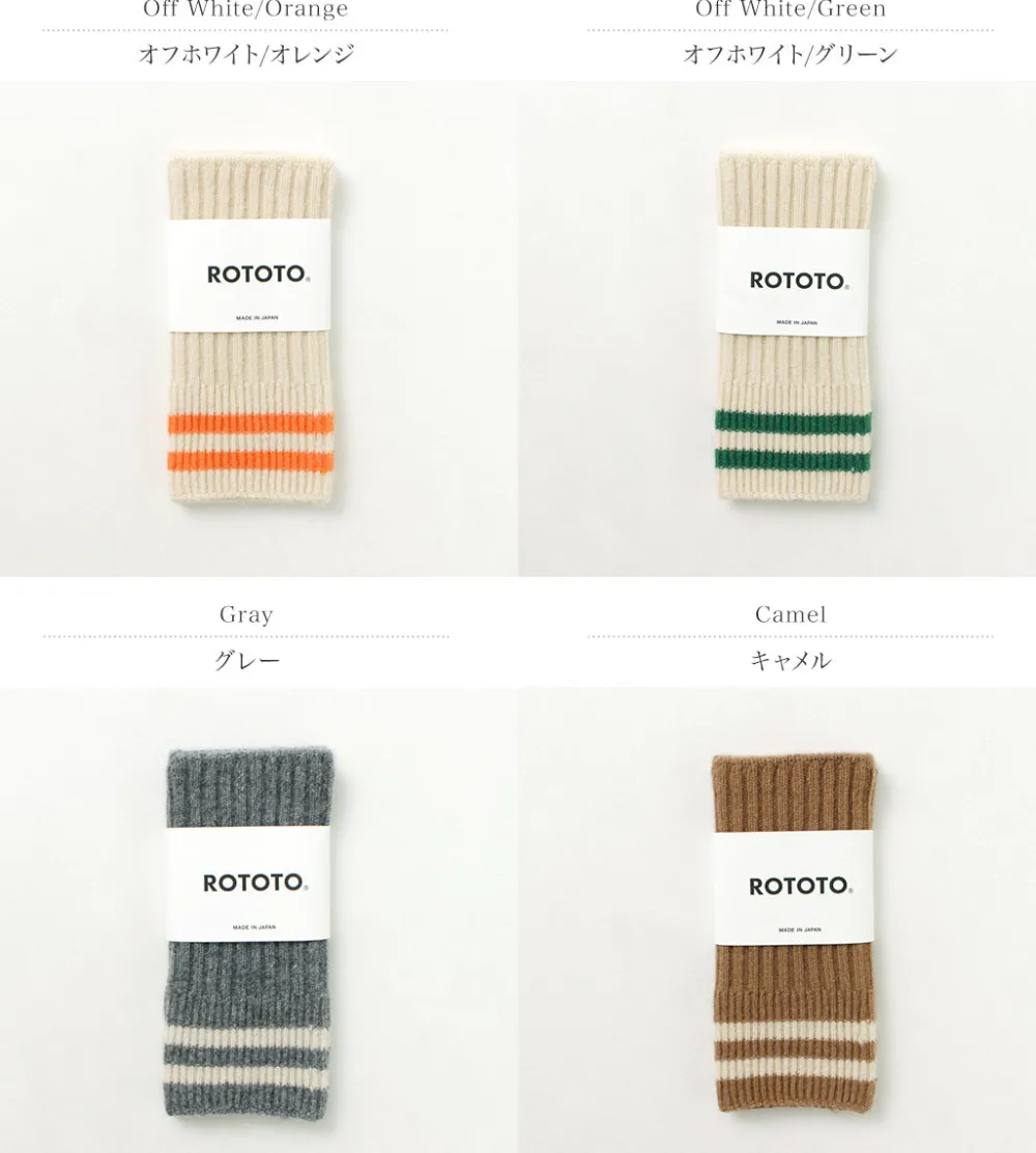 ROTOTO Gloves^/ Striped Seamless Hand Warmer Merino Lamb Wool