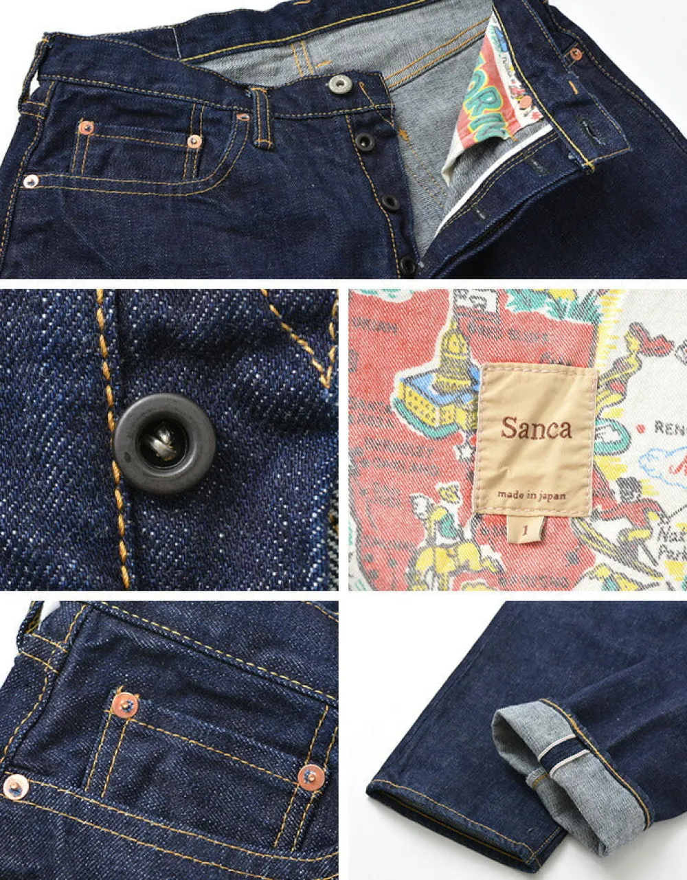 SANCA Jeans^/ 15.5 oz. denim tapered 5P pants indigo
