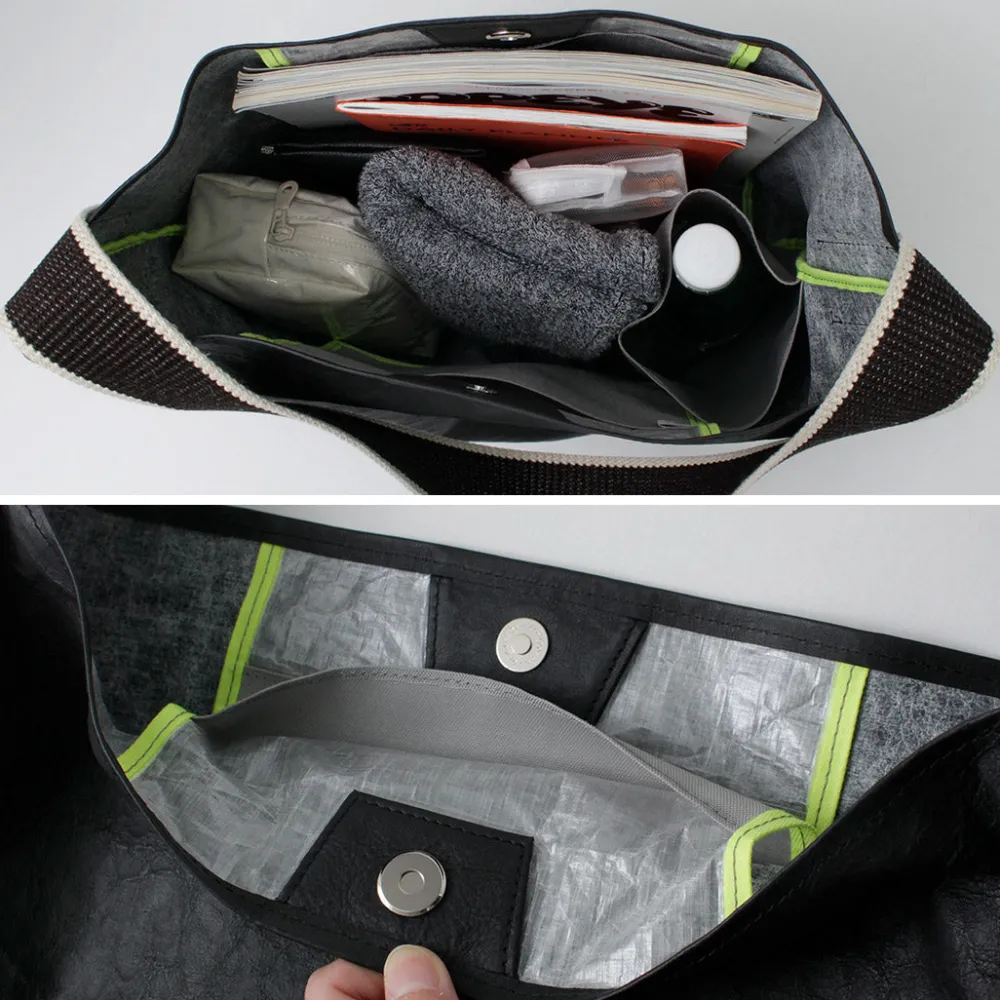 SENTI Shoulder Bags^/ Dyneema Leather Box Type Shoulder Bag black