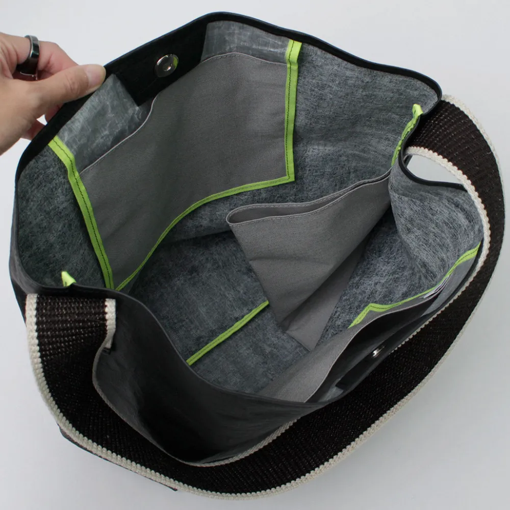 SENTI Shoulder Bags^/ Dyneema Leather Box Type Shoulder Bag black