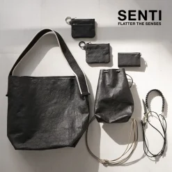 SENTI Shoulder Bags^/ Dyneema Leather Box Type Shoulder Bag black