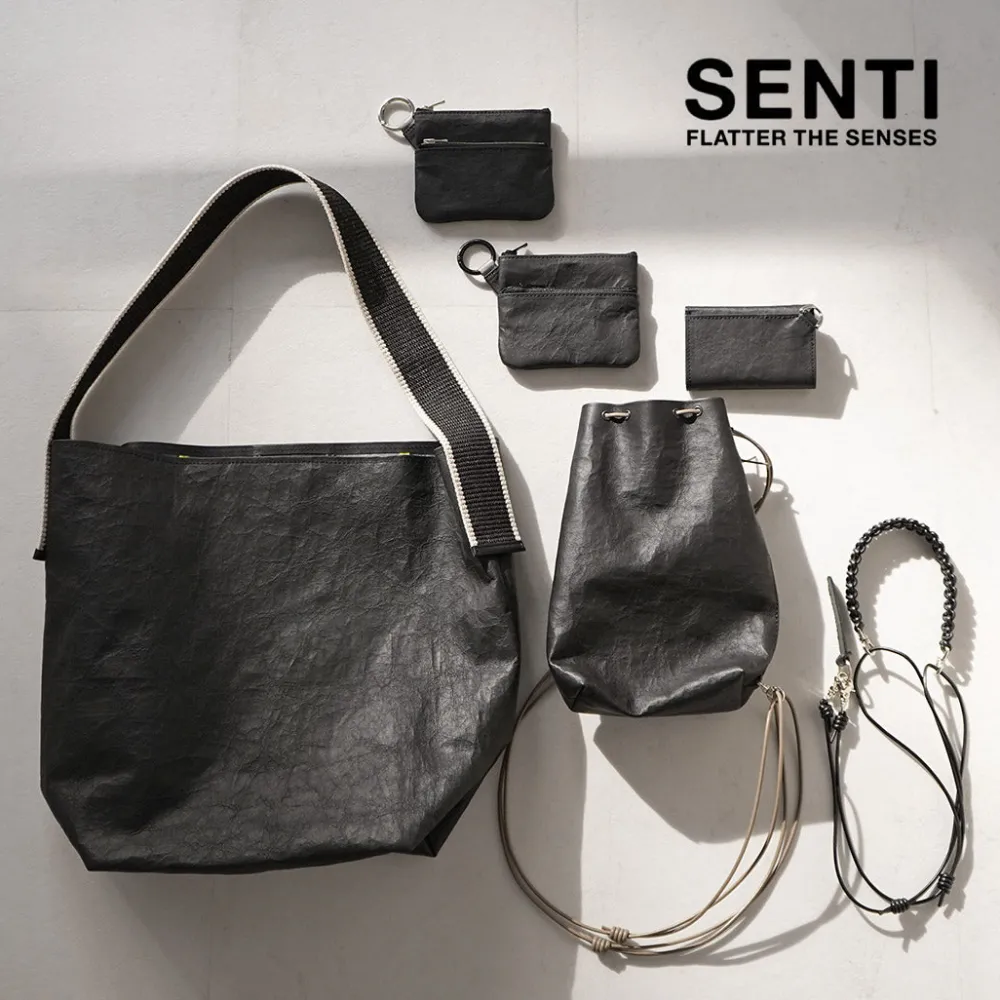 SENTI Shoulder Bags^/ Dyneema Leather Box Type Shoulder Bag black