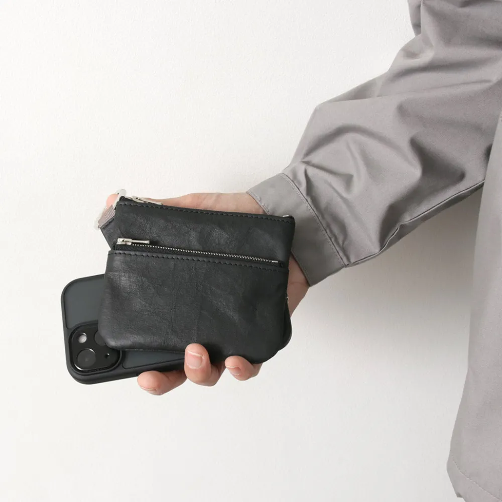 SENTI Other Bags^/ Dyneema Leather Double Zipper Pouch