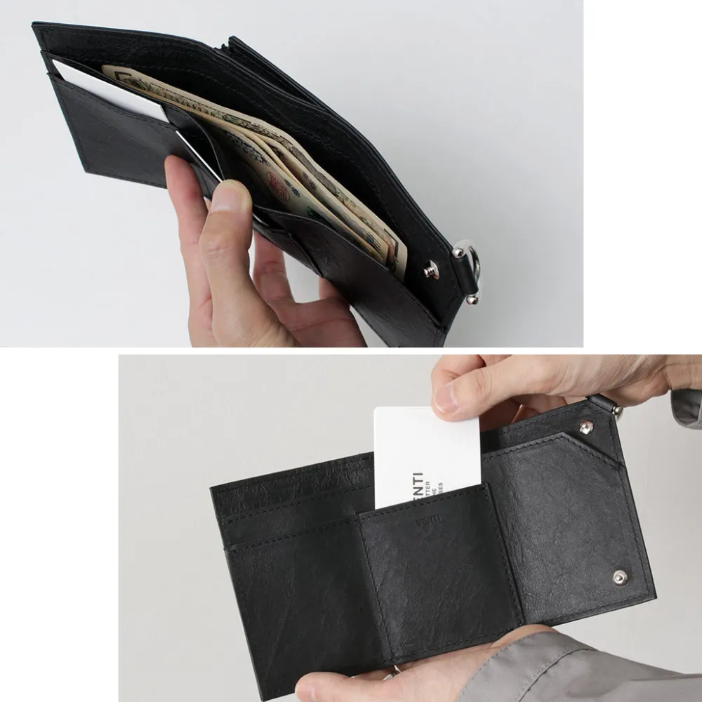 SENTI Wallets^/ Dyneema Leather Trifold Slim Wallet black