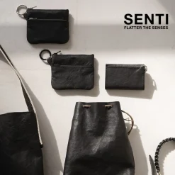 SENTI Wallets^/ Dyneema Leather Trifold Slim Wallet black