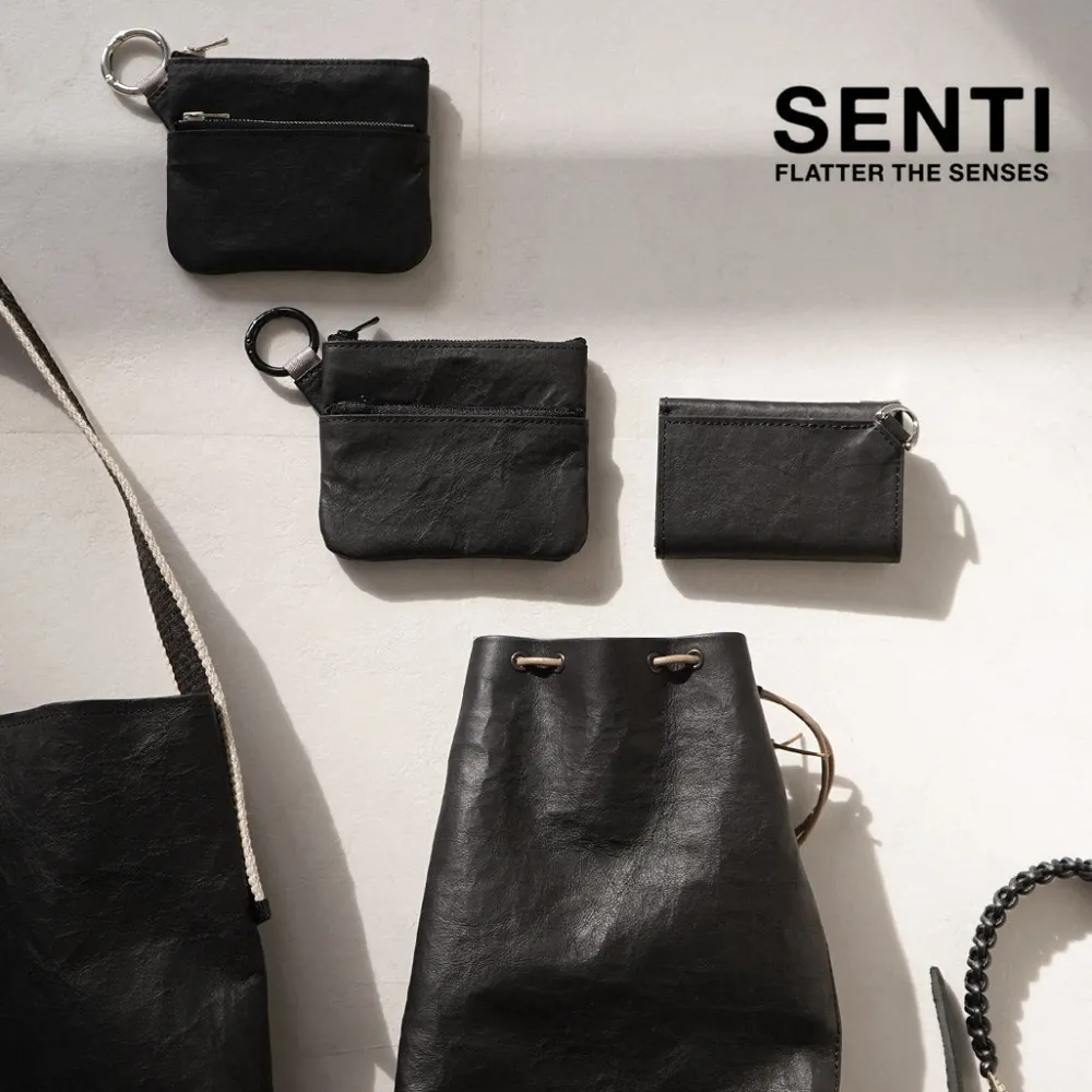 SENTI Wallets^/ Dyneema Leather Trifold Slim Wallet black