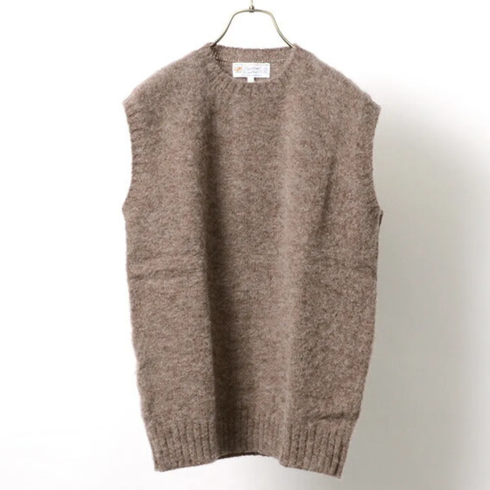 SHETLANDWOOLLENCO Knits^/ Plain Shaggy Dog Crew Neck Knits Vest