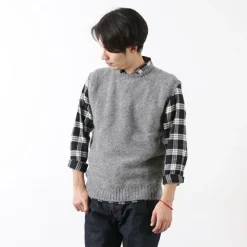 SHETLANDWOOLLENCO Knits^/ Plain Shaggy Dog Crew Neck Knits Vest